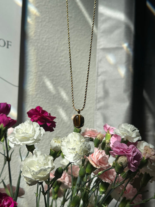 Tiger's Eye Gemstone Charm Necklace