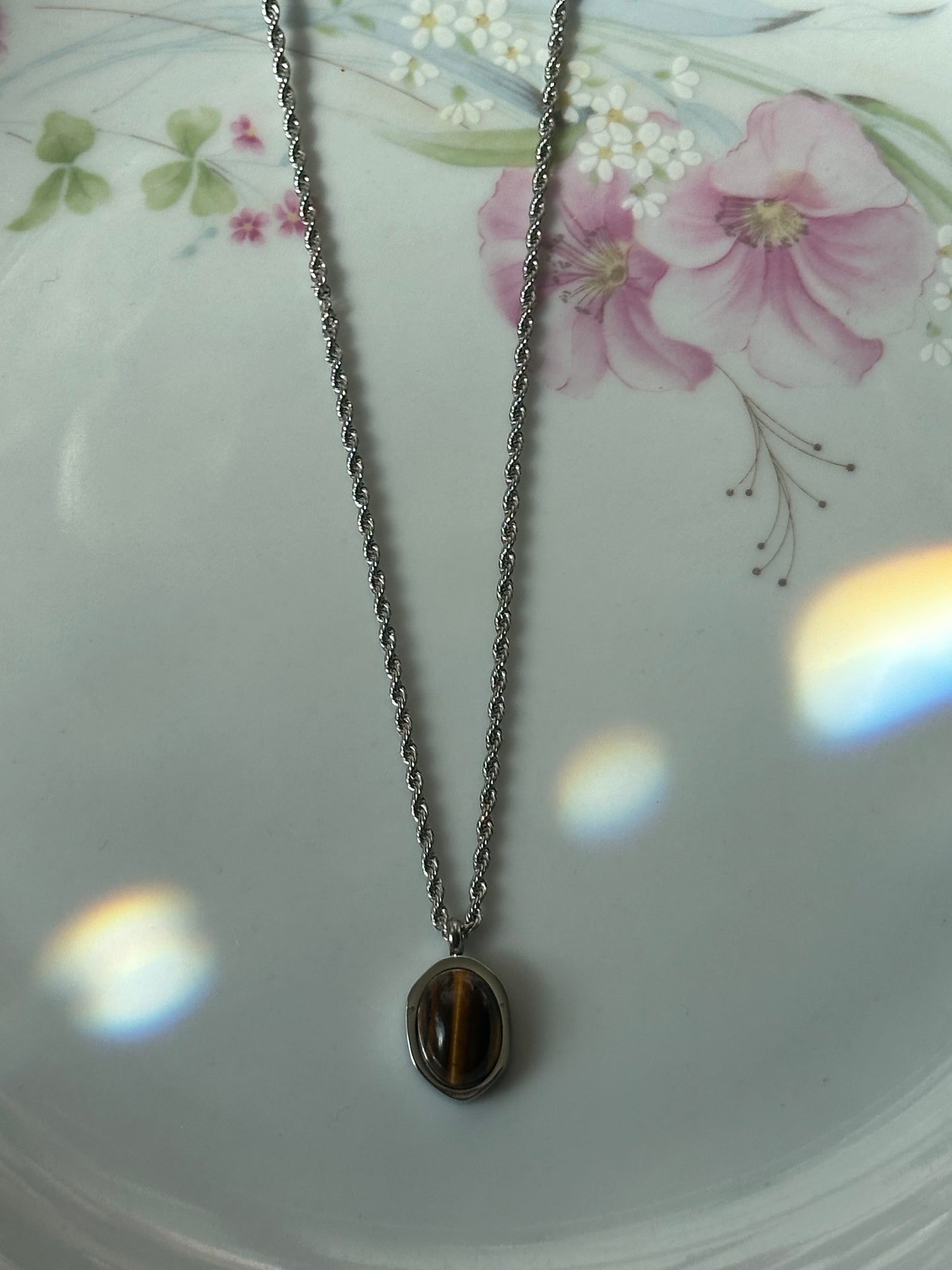 Tiger's Eye Gemstone Charm Necklace