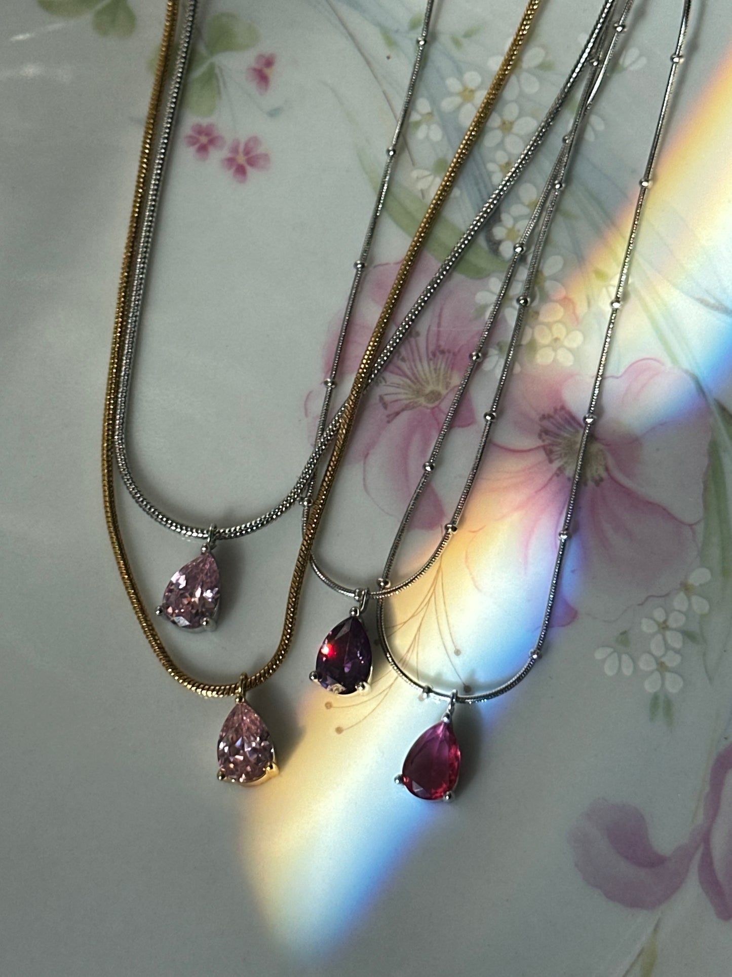 Gem Drop Crystal Necklace