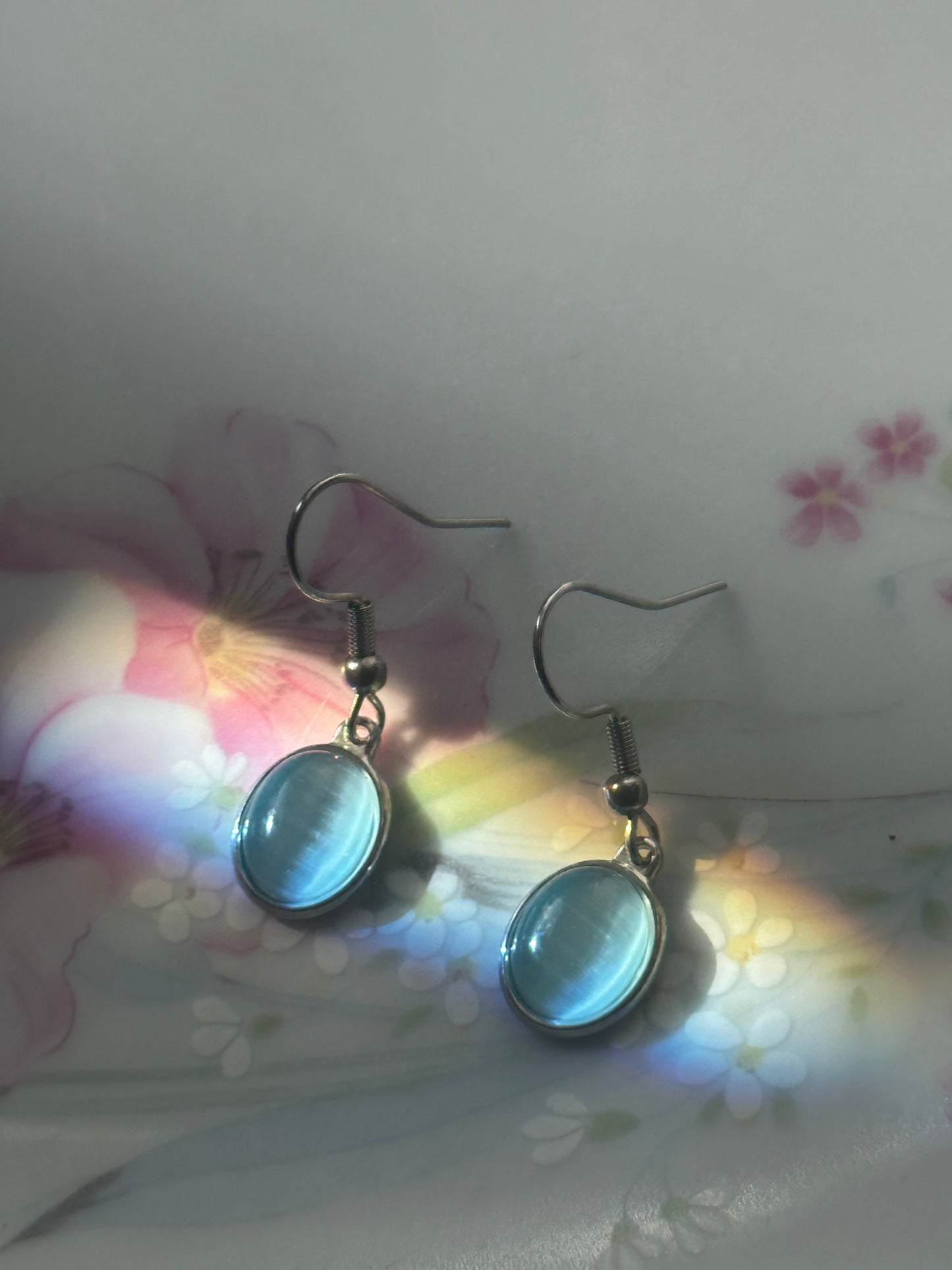 Cat Eye Glass Charm Earrings