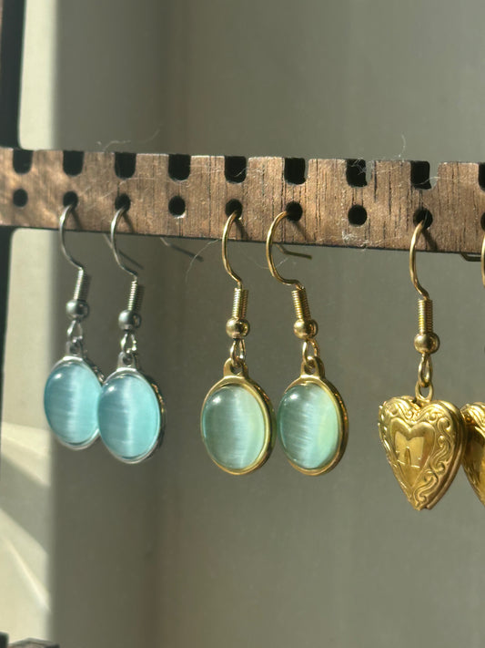 Cat Eye Glass Charm Earrings