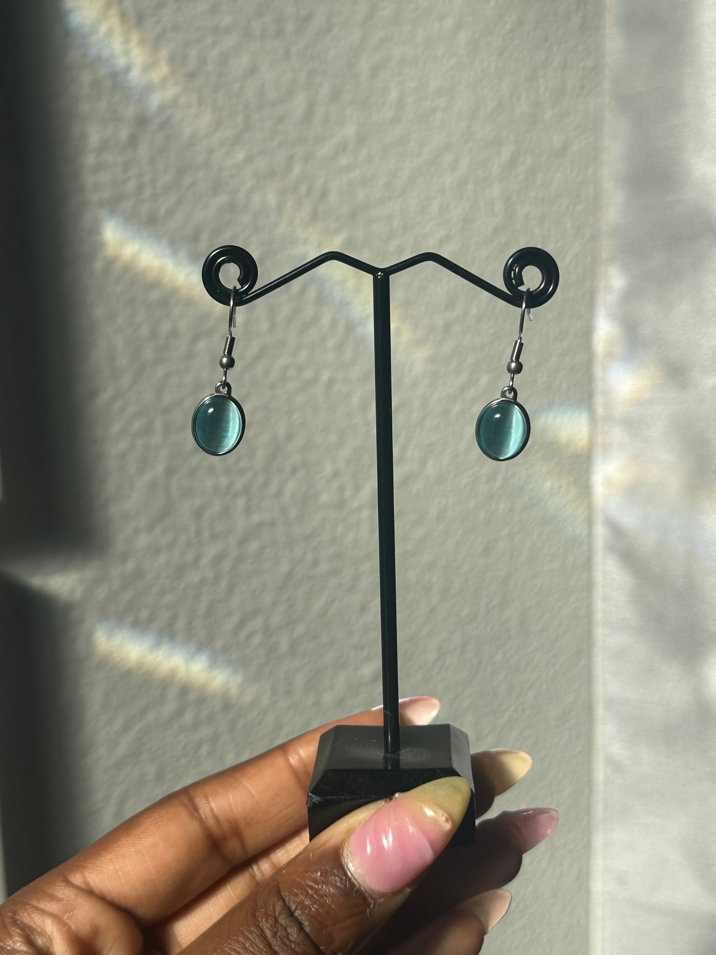 Cat Eye Glass Charm Earrings