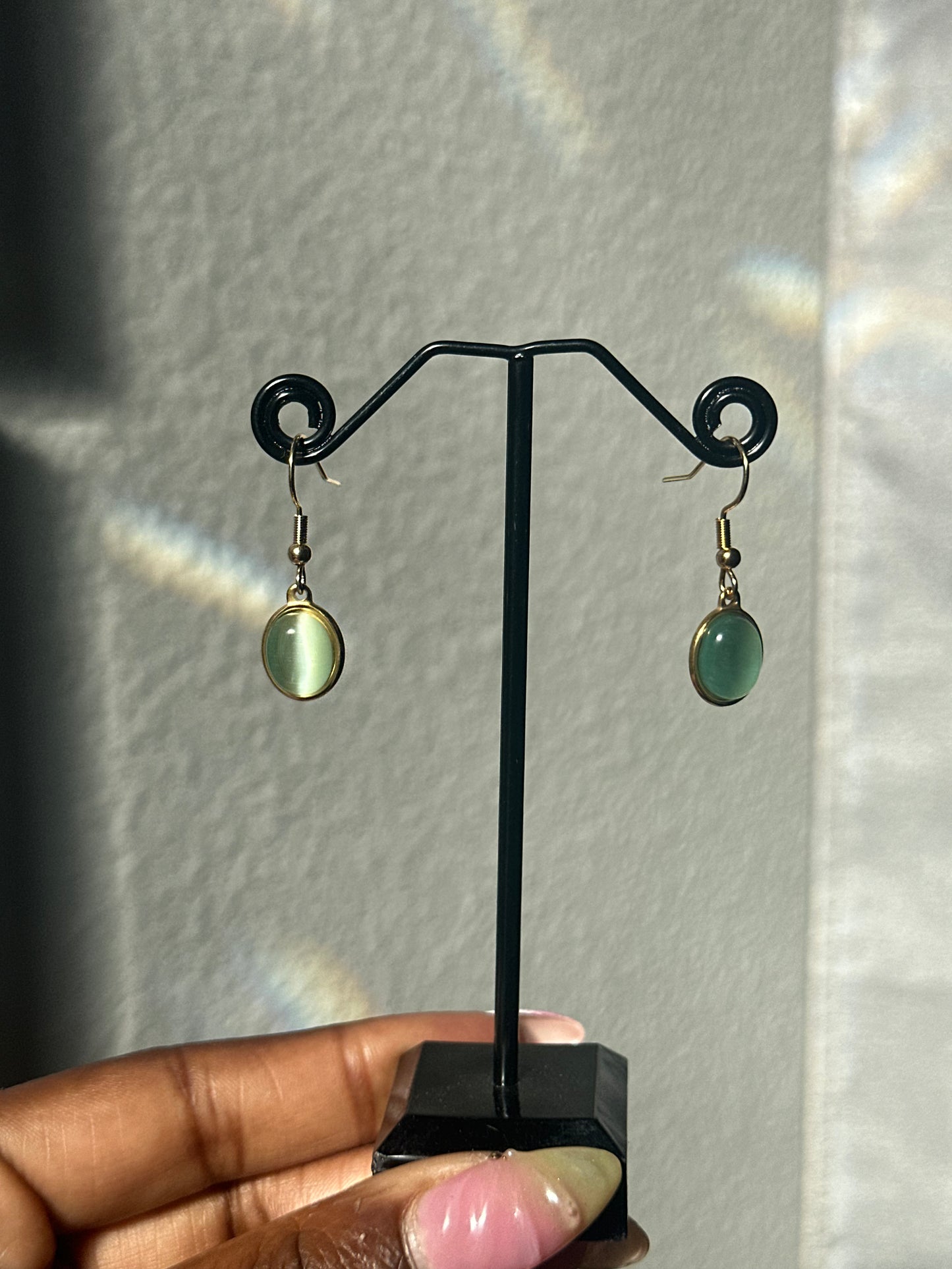 Cat Eye Glass Charm Earrings