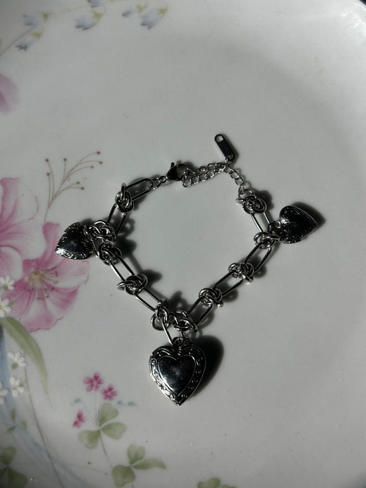 Silver Locket Charm Bracelet