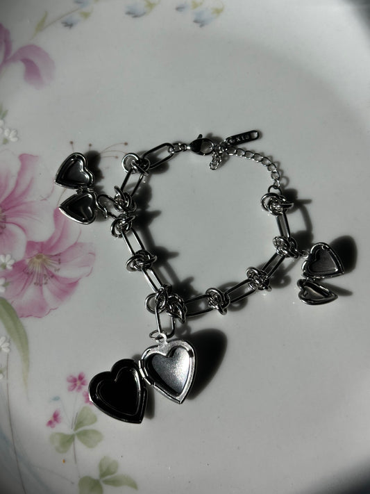 Silver Locket Charm Bracelet