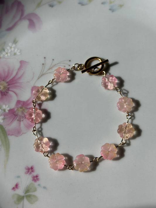 Pink Blossom Link Bracelet