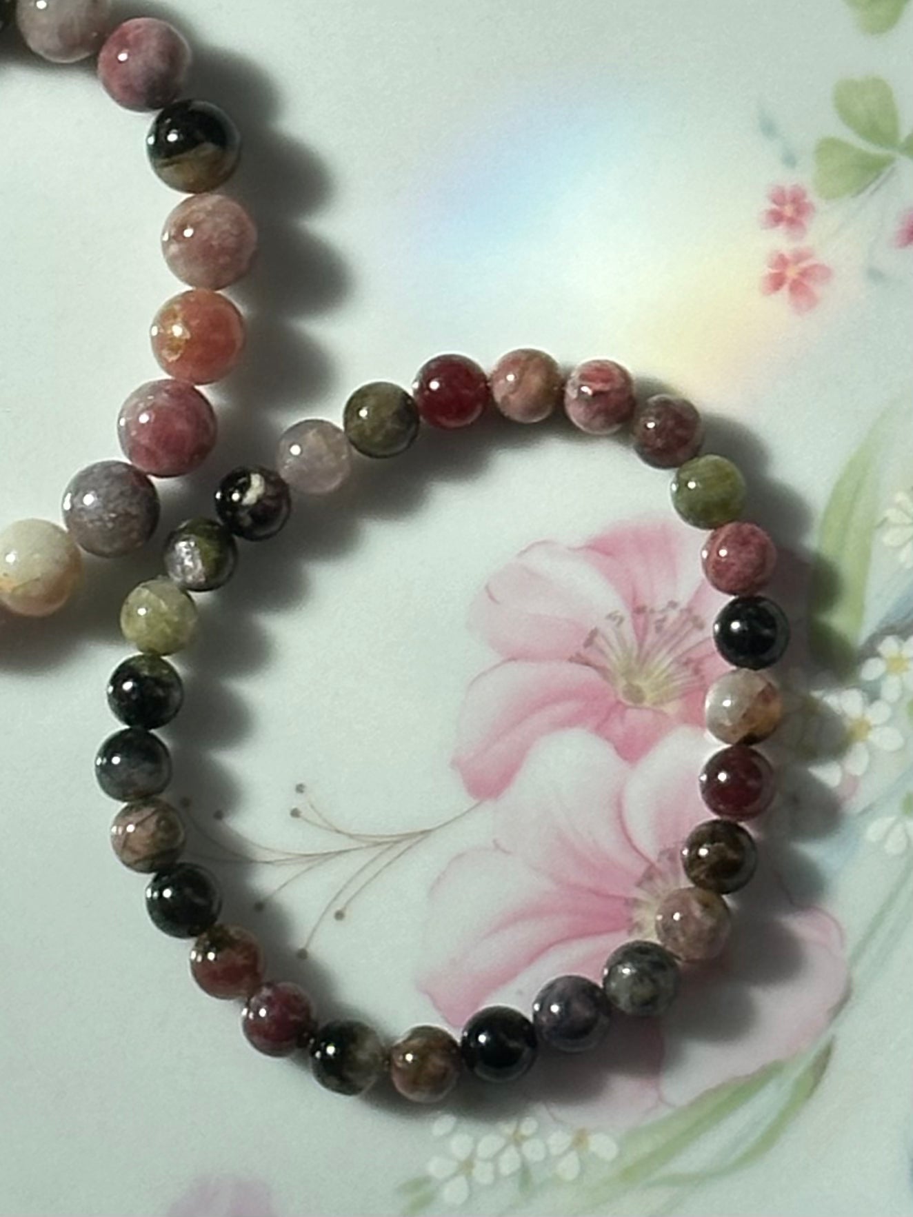 Watermelon Tourmaline Beaded Bracelet