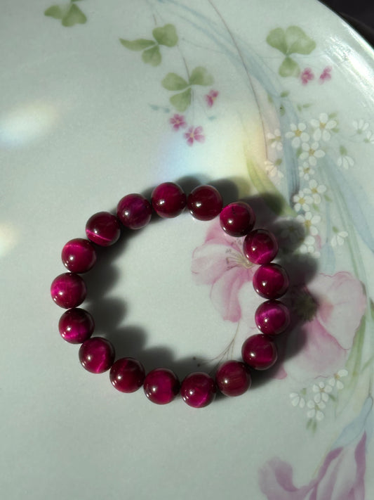 Pink Tiger's Eye Beaded Bracelet