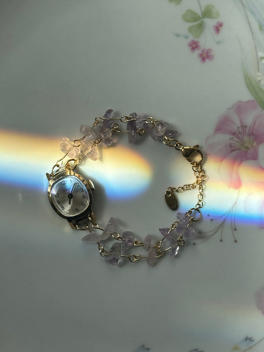 Amethyst Chip 2-Strand Watch
