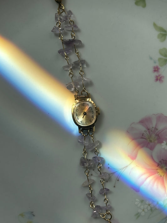Amethyst Chip 2-Strand Watch