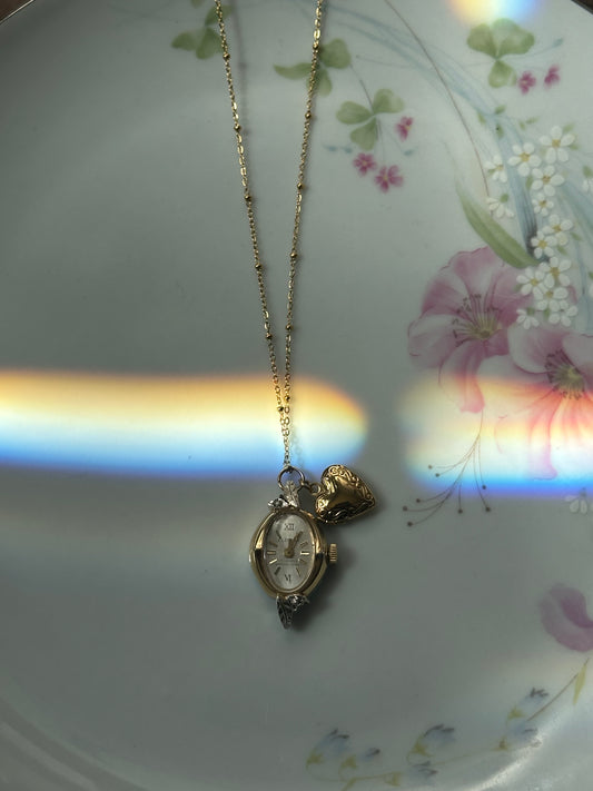 Clinton Watch Locket Charm Necklace