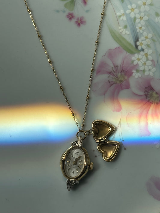 Clinton Watch Locket Charm Necklace