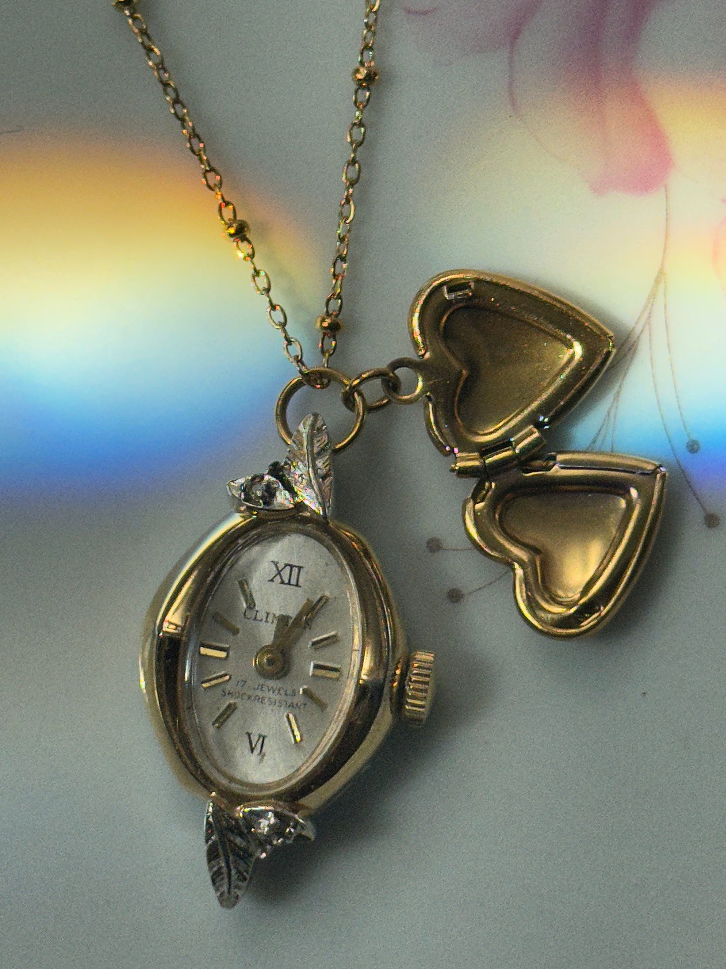 Clinton Watch Locket Charm Necklace