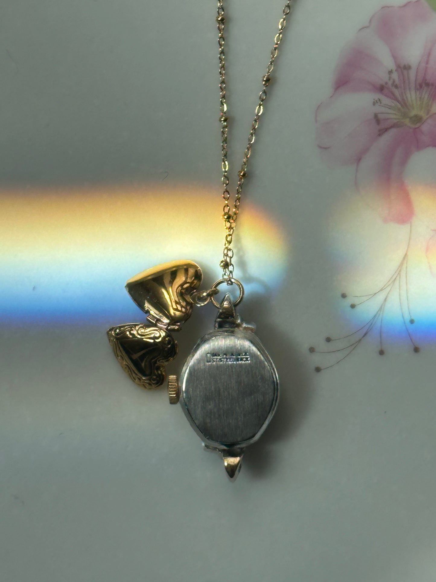 Clinton Watch Locket Charm Necklace
