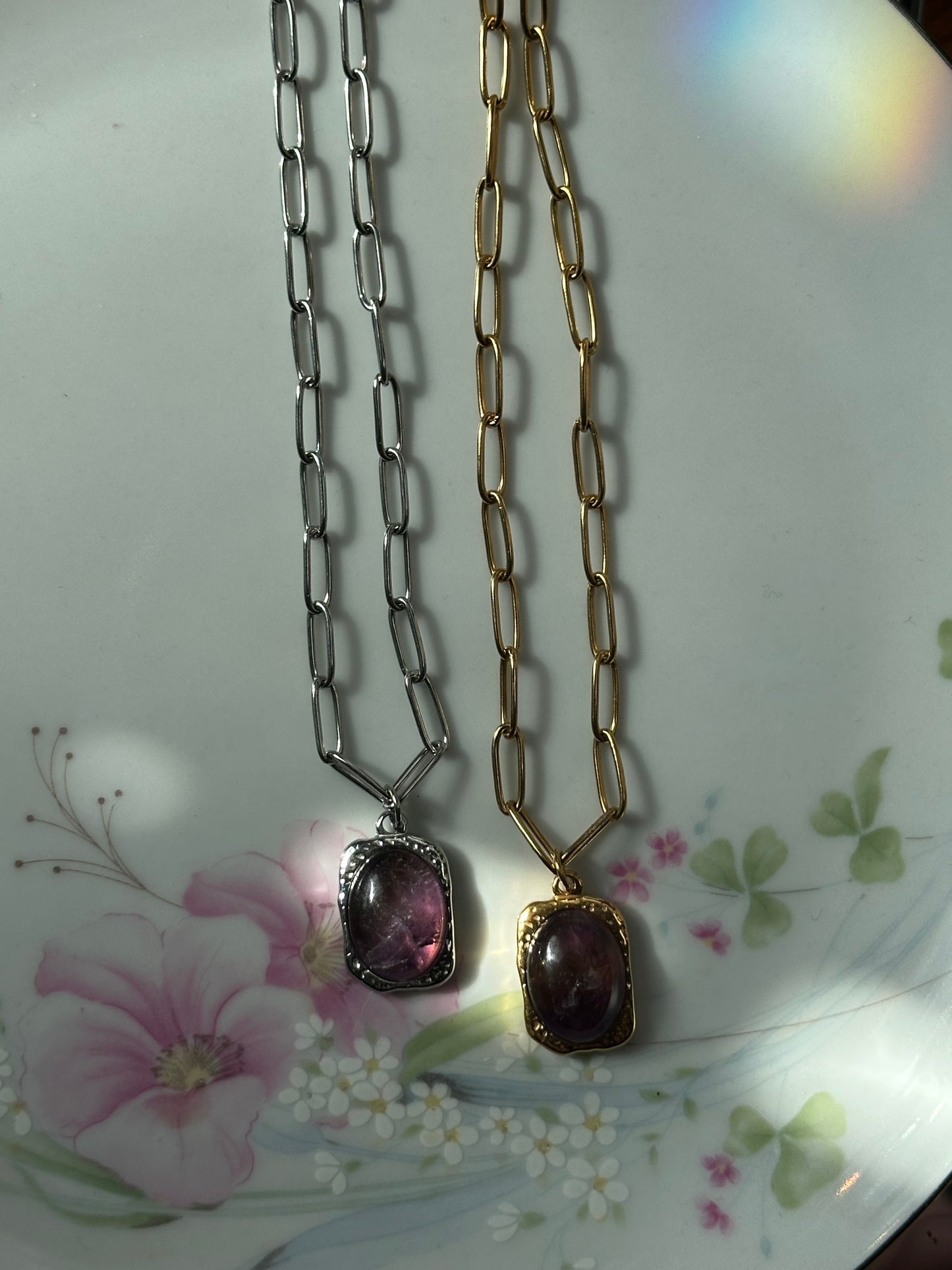 Amethyst Paperclip Chain Necklace