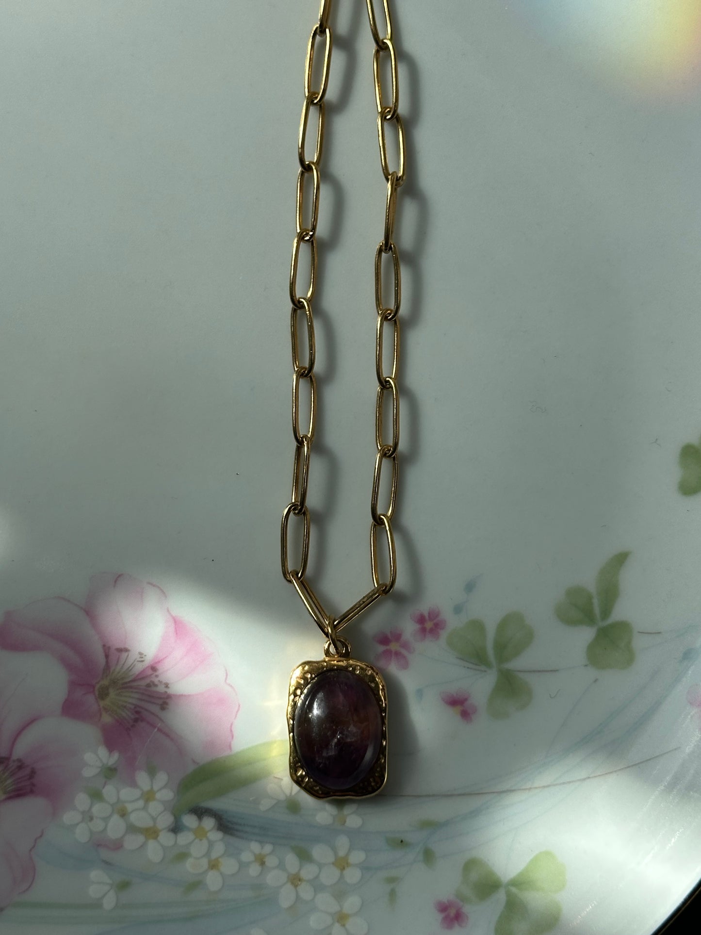 Amethyst Paperclip Chain Necklace