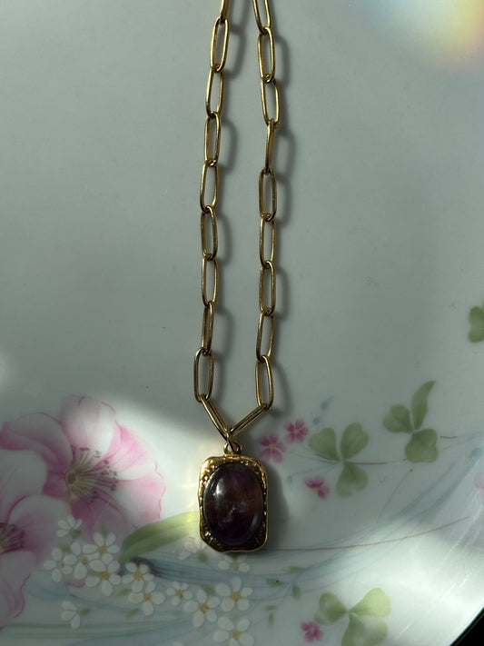 Amethyst Paperclip Chain Necklace