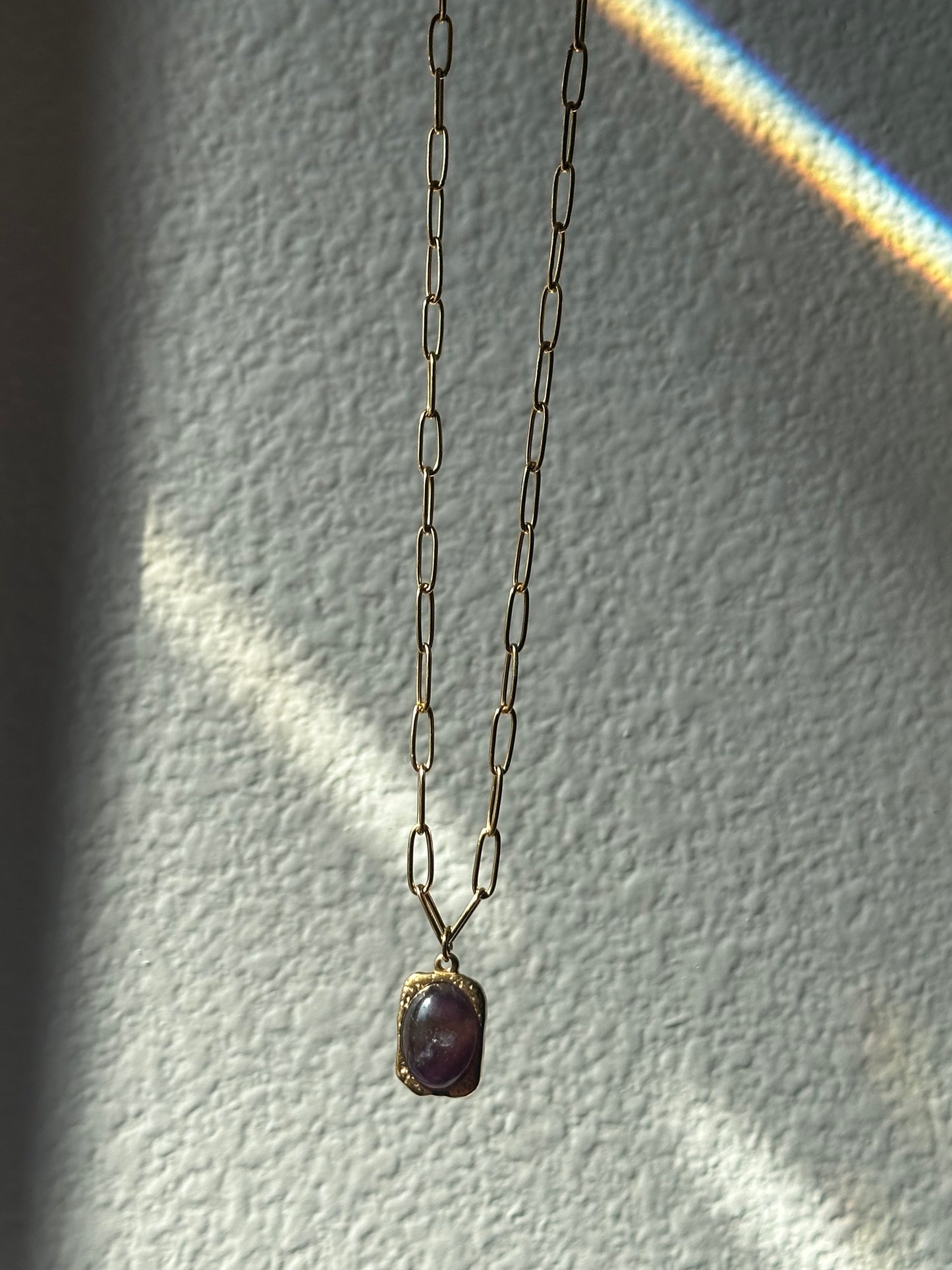 Amethyst Paperclip Chain Necklace