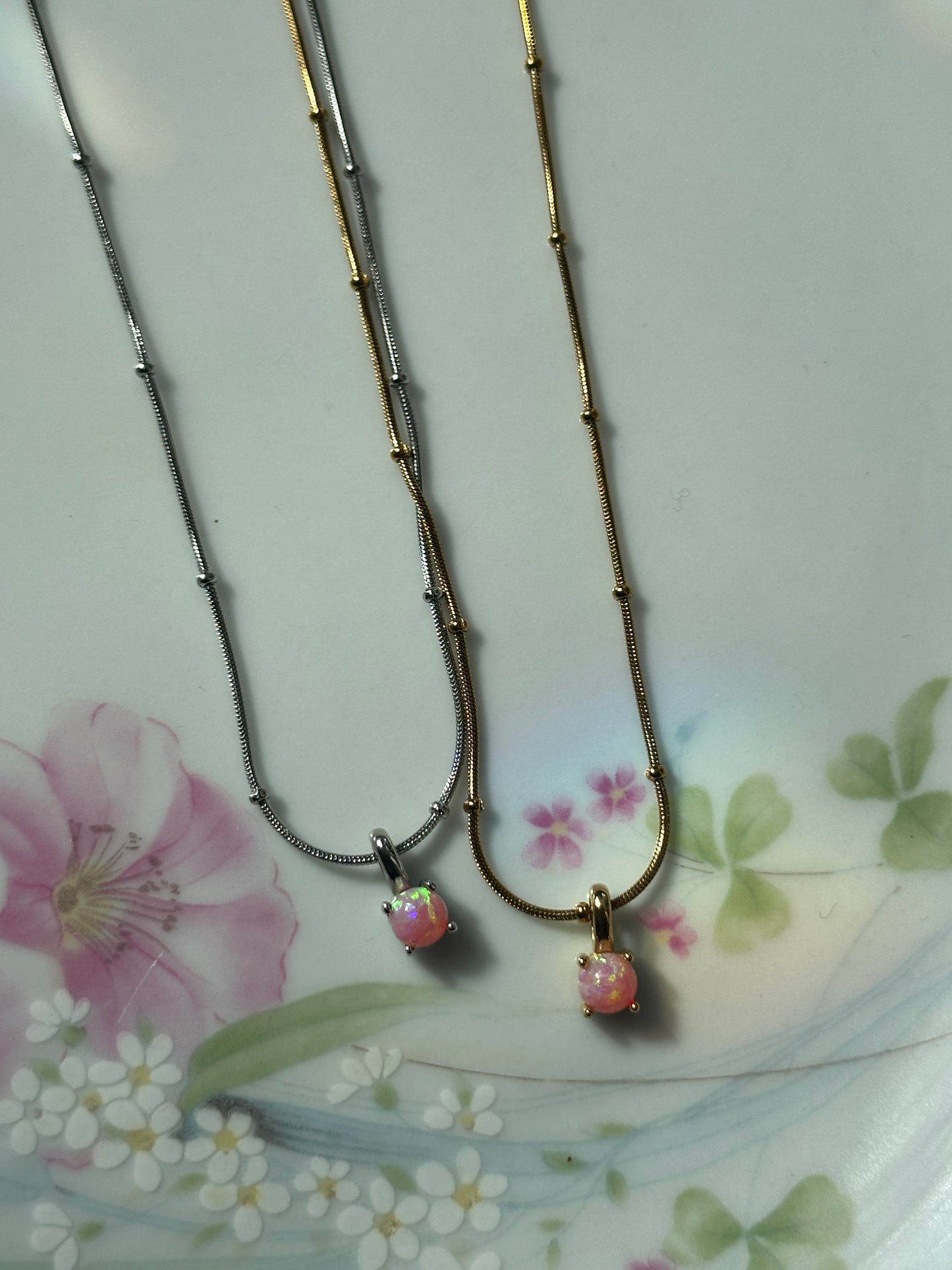 Dainty Opal Drop Necklace