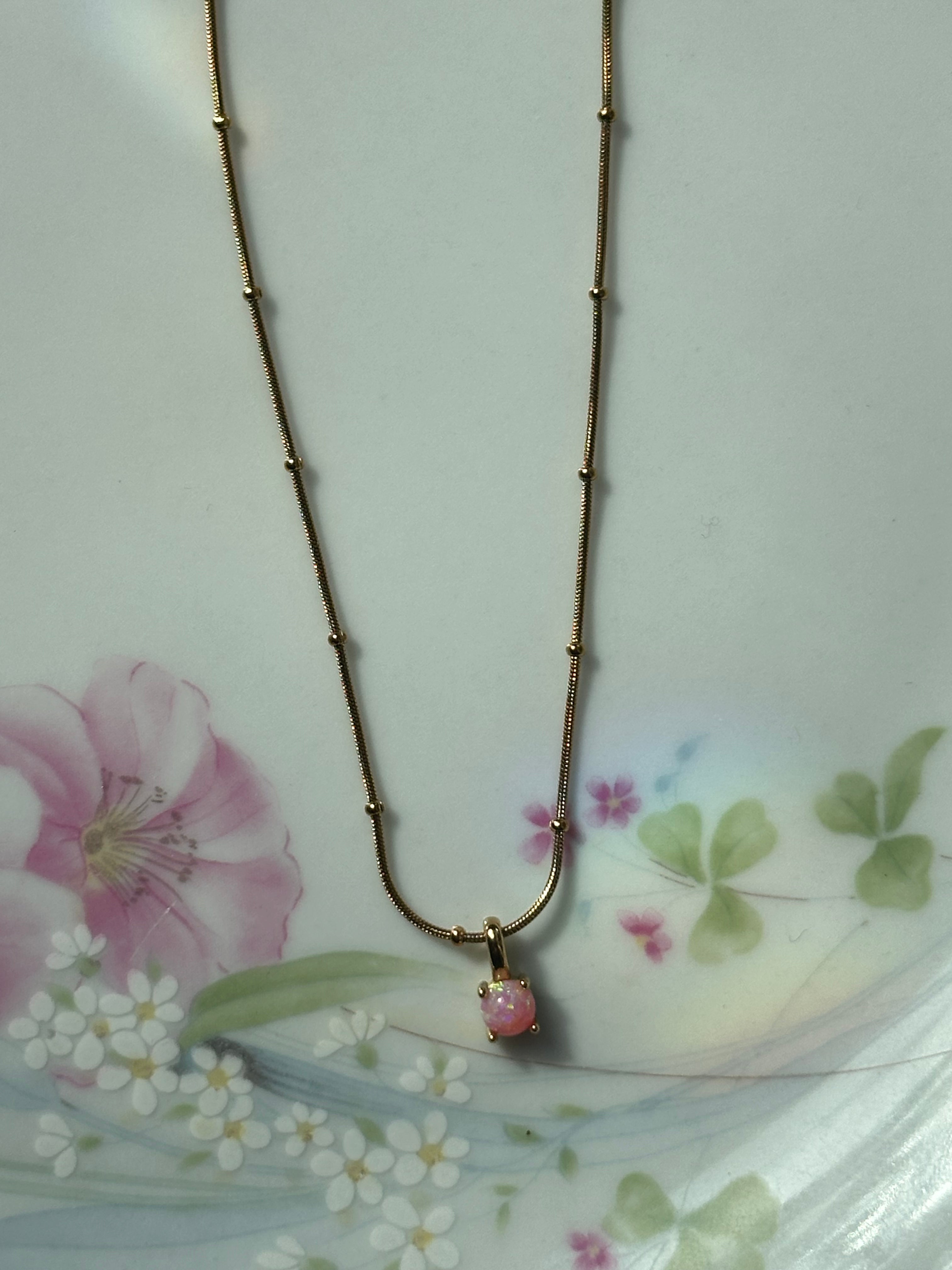 Dainty Opal Drop Necklace