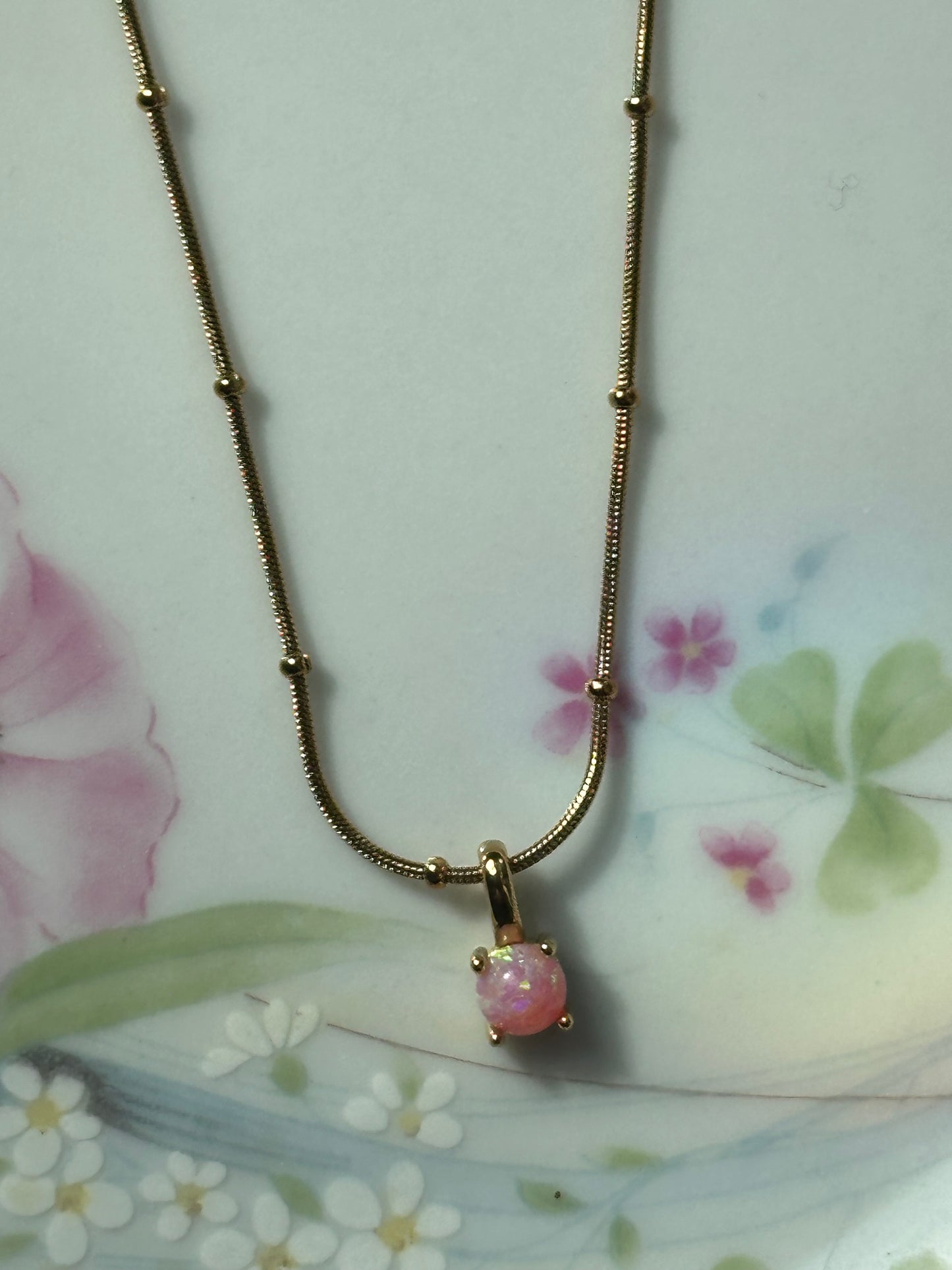 Dainty Opal Drop Necklace