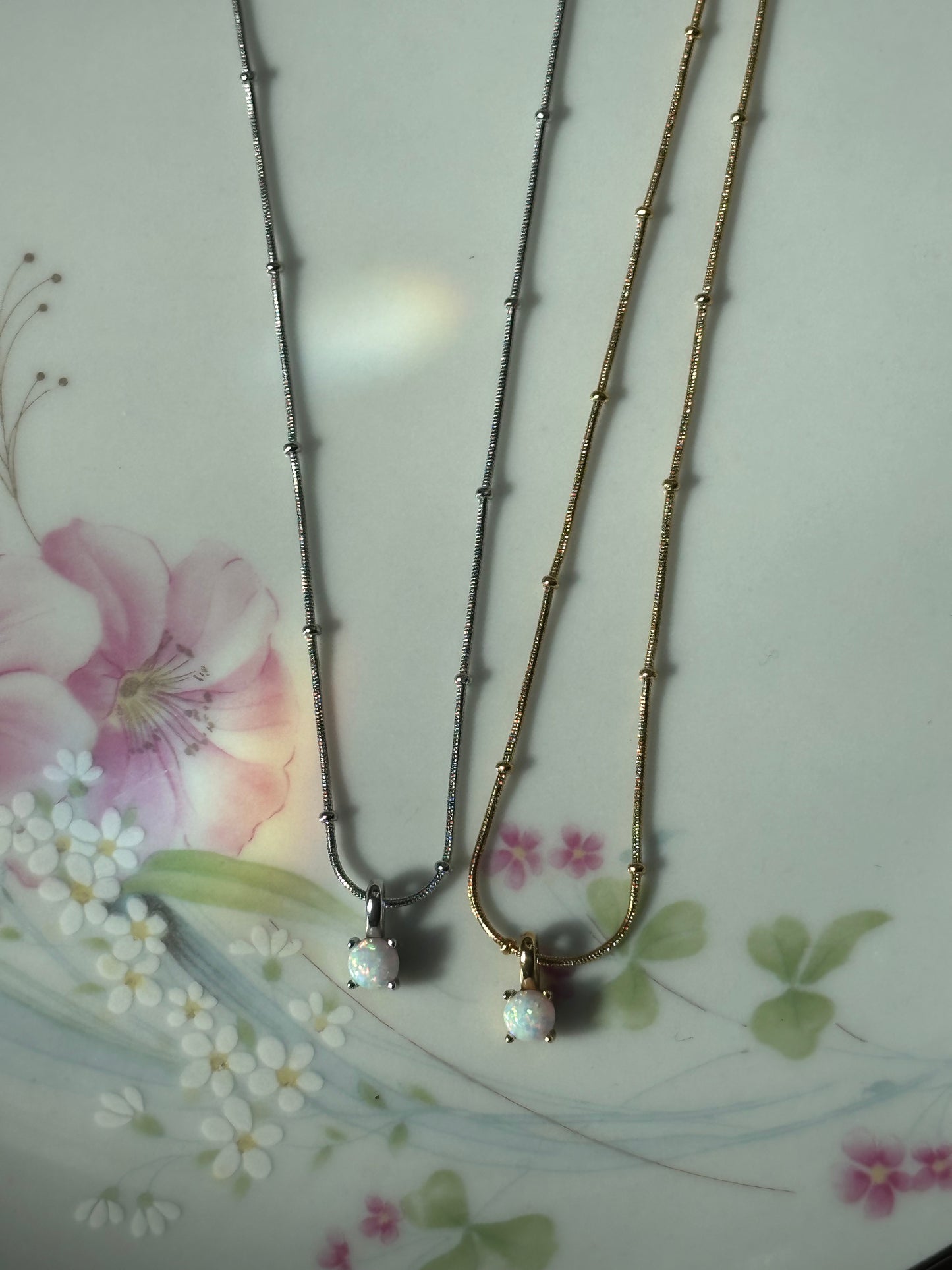 Dainty Opal Drop Necklace