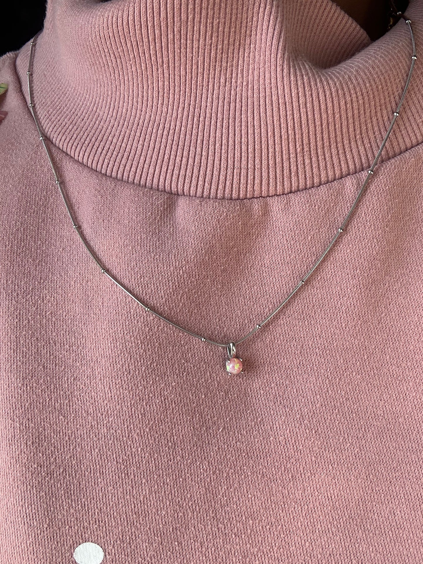 Dainty Opal Drop Necklace