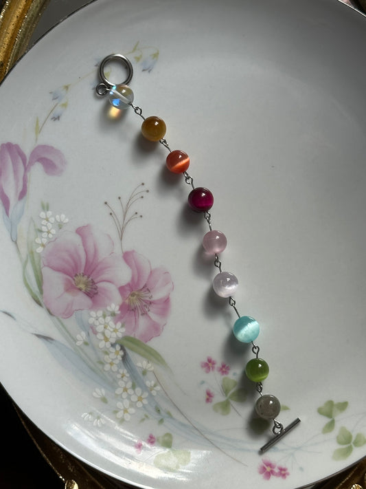 Rainbow Gemstone Bead Bracelet