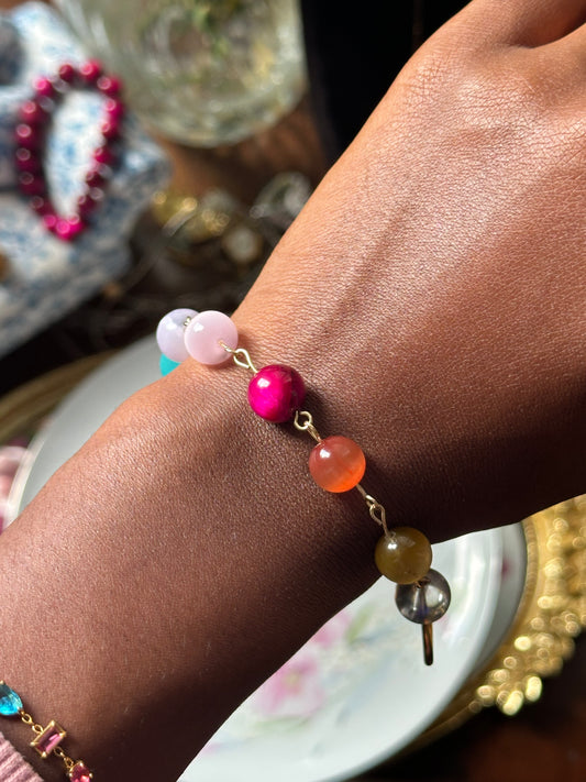 Rainbow Gemstone Bead Bracelet