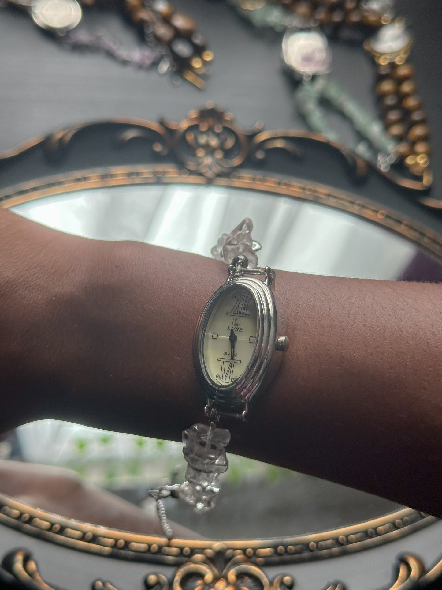 Clear Quartz Crystal Beaded Watch