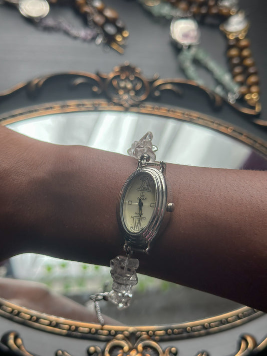 Clear Quartz Crystal Beaded Watch