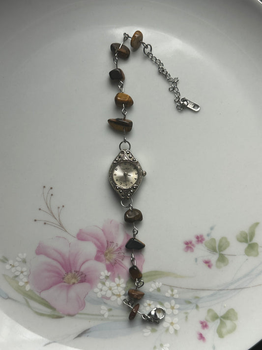 Tiger Eye Chip Bead Watch