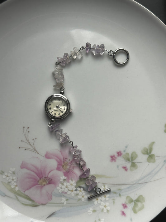 Amethyst Chip Beaded Watch
