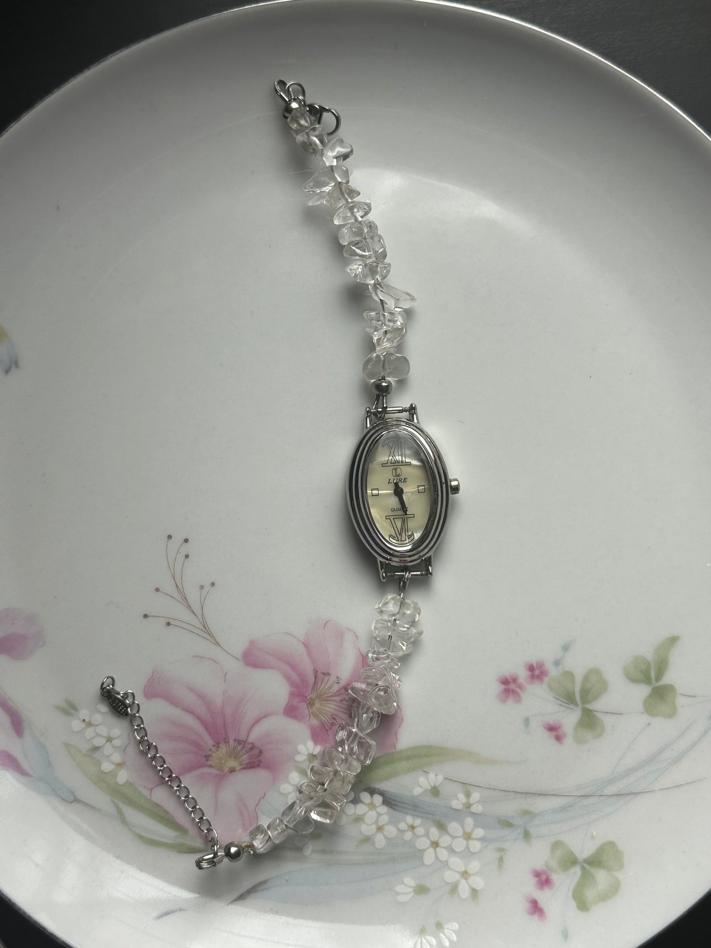 Clear Quartz Crystal Beaded Watch
