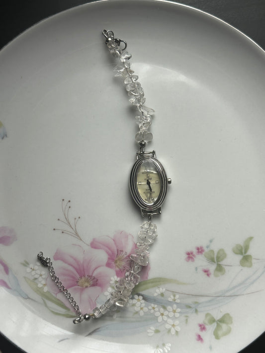 Clear Quartz Crystal Beaded Watch