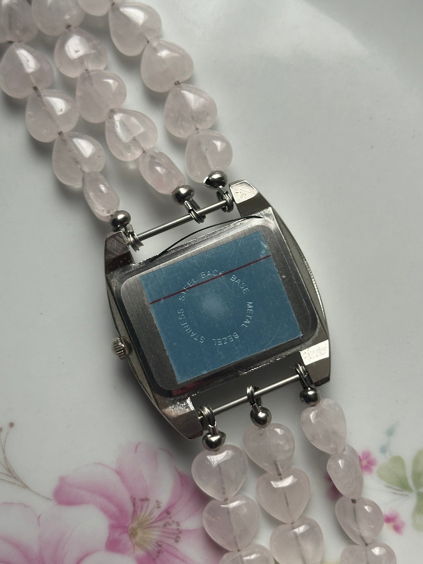 Rose Quartz Heart Beaded Watch