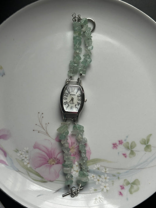 Green Chip Beaded Watch