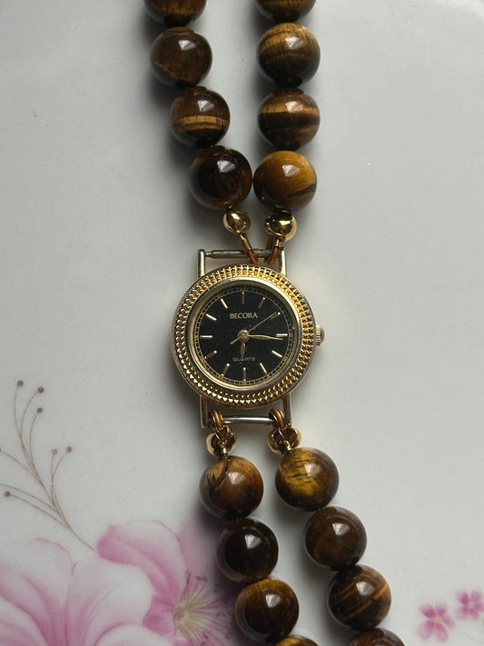 Round Tiger Eye Watch