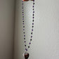 Purple and Black Beaded Locket Necklace