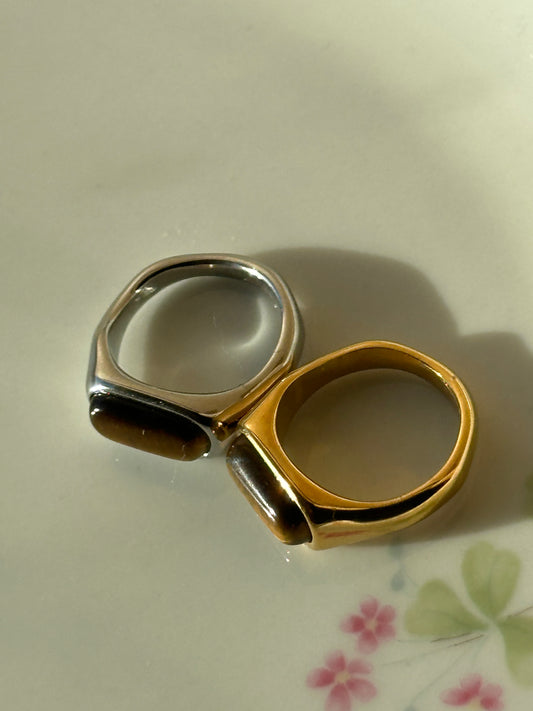 Tiger Eye Square Ring