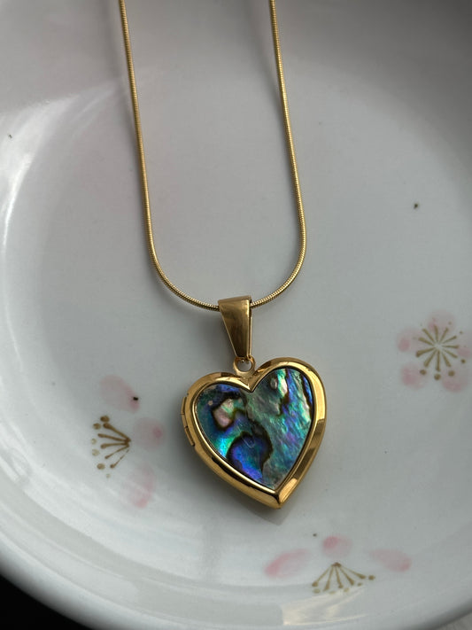 Shell Heart Locket Necklace