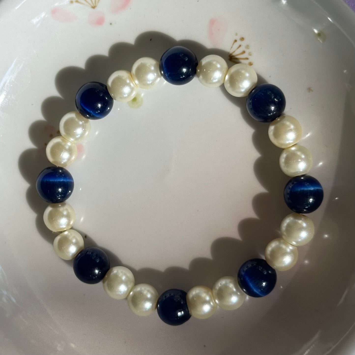 Cat's Eye and Pearl Bracelet