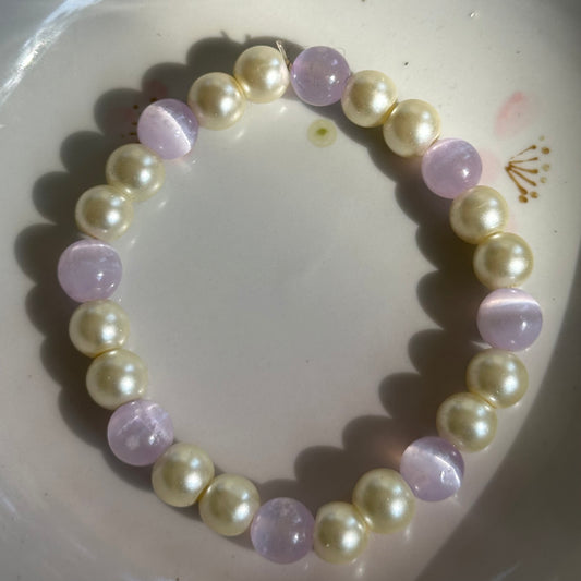 Cat's Eye and Pearl Bracelet