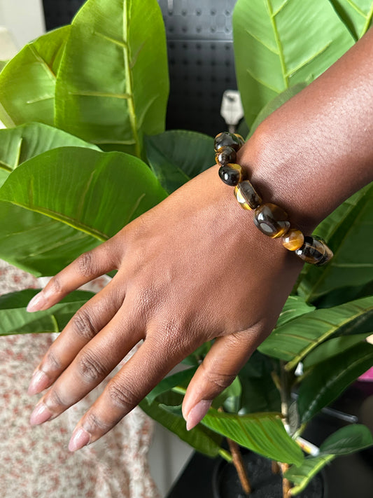 Tiger's Eye Bead and Nugget Bracelet