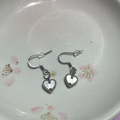 Dangle Pearl Shell Heart Earrings