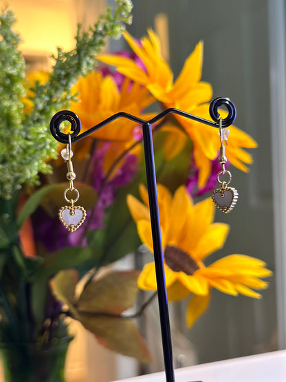 Dangle Pearl Shell Heart Earrings