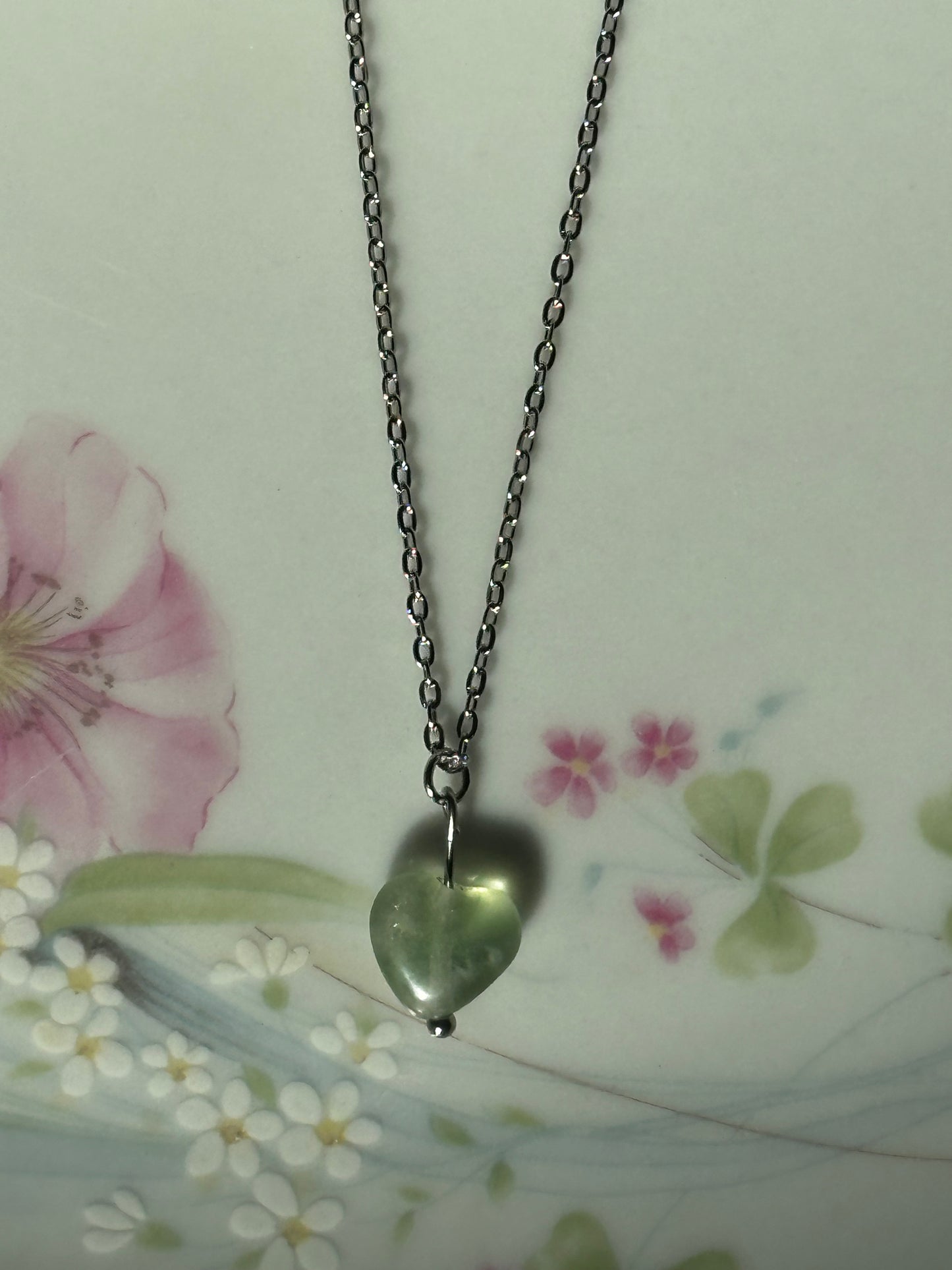 Flourite Crystal Heart Necklace