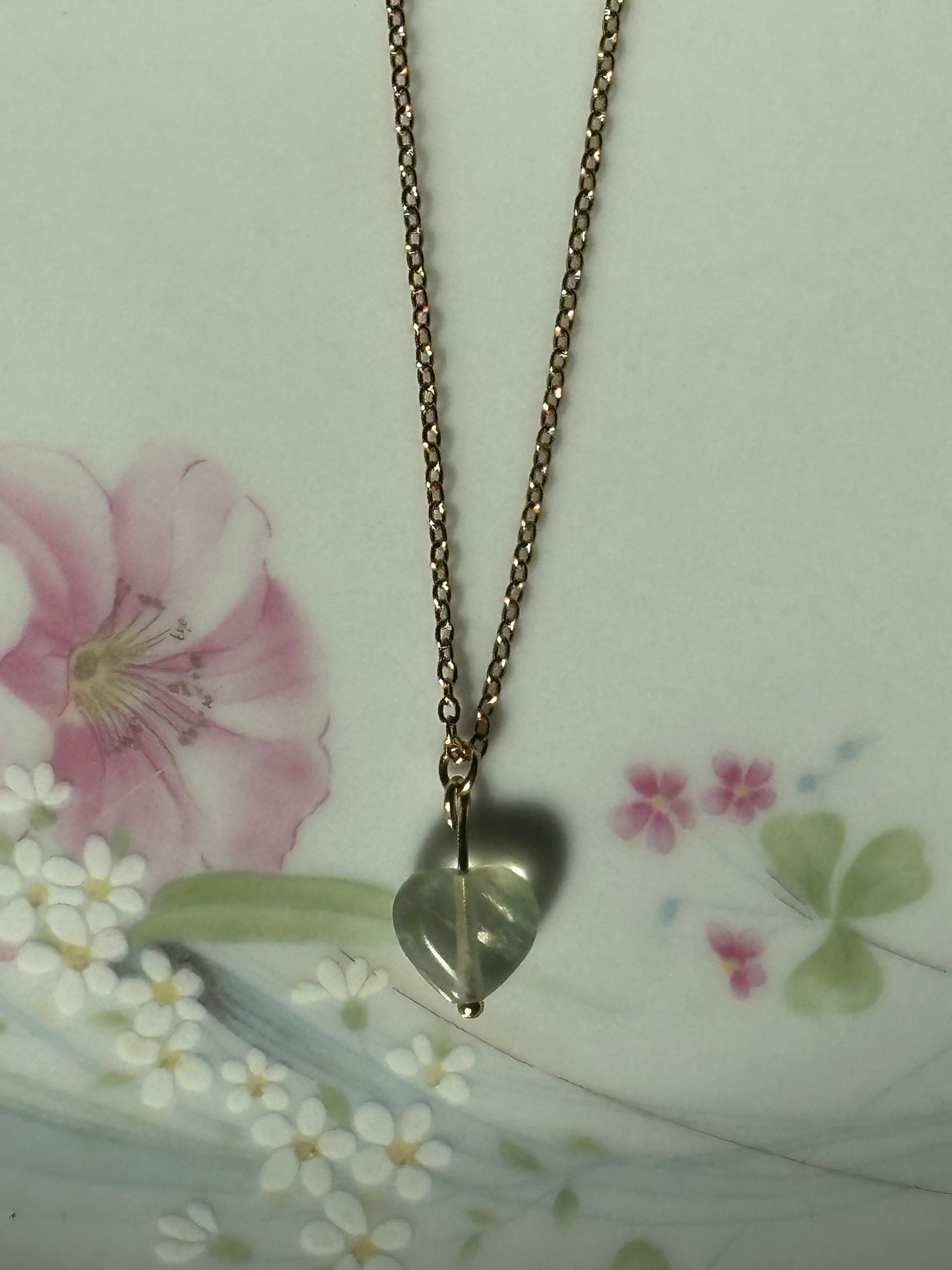 Flourite Crystal Heart Necklace