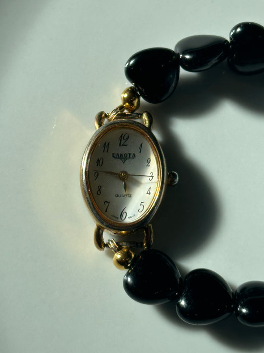 Black Heart Beaded Watch