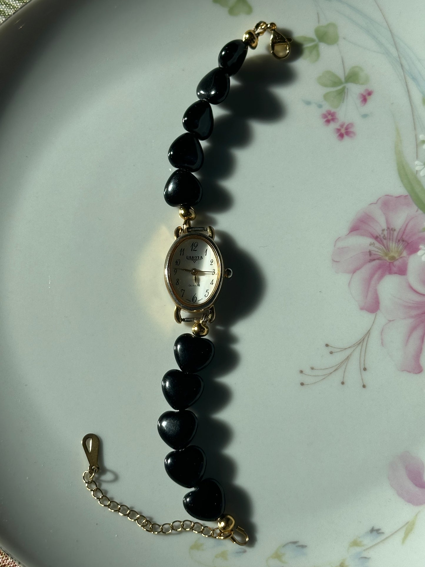 Black Heart Beaded Watch